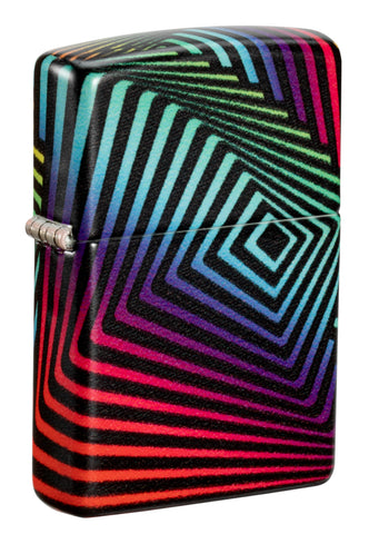 Front shot of ˫ Rainbow Pattern Design 540 Color Windproof Lighter standing at a 3/4 angle.